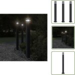 Lampadaires d'ext�rieur avec capteur 3 pcs noir 110cm aluminium - lampadaire exterieur - �clairage ext�rieur ...