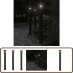 Lampadaires d'ext�rieur et capteurs 3 pcs noir acier inoxydable - lampadaire exterieur - �clairage ext�rieur ...