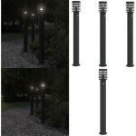 Lampadaires d'ext�rieur et capteurs 3 pcs noir acier inoxydable - lampadaire exterieur - �clairage ext�rieur ...