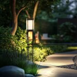 Lampadaire ext�rieur led lampe d'all�e noire lampe de jardin lampe de terrasse lampadaire, m�tal, 8w ...