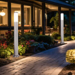 Lampadaire ext�rieur parc projecteur de jardin en acier inoxydable 1 feuille dans un ensemble comprenant ...