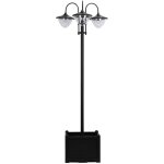 Lampadaire d'ext�rieur solaire 3 lanternes - m�tal noir 60x55x189 cm - �tanche ip44 - base pour pots ...