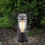 Lampadaire d'ext�rieur sur pied de jardin noir, lampadaire d'ext�rieur en acier inoxydable, abat - jour ...