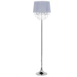 Lampadaire glamour en tissu gris clair avec cristaux dcoratifs et pied mtallique e14 40w pour clairage ...