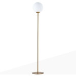 Barcelona led ? lampadaire globe en verre opale et m�tal dor� ? hauteur 153 cm ? puissance 40w ? compatible ...