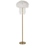 Lampadaire imitation plume  diamon  165cm or & blanc