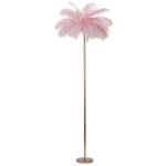 Lampadaire imitation plume  palm  160cm or & rose