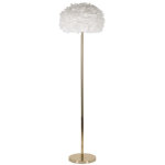 Lampadaire imitation plume  slim  170cm or & blanc