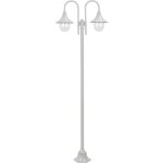 Lampadaire de e27 220 cm aluminium 2 lanternes blanc