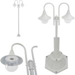 Lampadaire de jardin e27 220 cm aluminium 2 lanternes blanc - lampadaire de jardin - luminaire extrieur ...