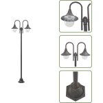 Lampadaire de jardin e27 220 cm aluminium 2 lanternes bronze - lampadaire de jardin - �clairage ext�rieur ...