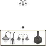 Lampadaire de jardin e27 220 cm aluminium 2 lanternes bronze - lampadaire de jardin - clairage extrieur ...