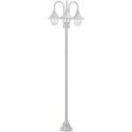 Lampadaire de jardin e27 220 cm aluminium 3 lanternes blanc
