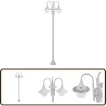Lampadaire de jardin e27 220 cm aluminium 3 lanternes blanc - lampadaire de jardin - clairage extrieur ...
