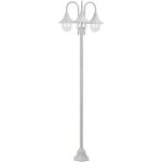 Lampadaire de jardin e27 220 cm aluminium 3 lanternes blanc - lampadaire de jardin - �clairage ext�rieur ...