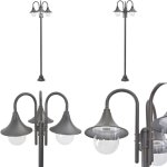 Lampadaire de jardin e27 220 cm aluminium 3 lanternes bronze - lampadaire de jardin - lampadaire exterieur ...