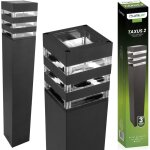 Lampadaire de jardin ext�rieur sur pied e27 led noir carr� 60 cm