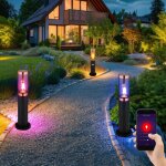 Lampadaire de jardin fum� sur pied avec d�tecteur de mouvement, contr�le par application cct, acier inoxydable ...