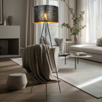 Lampadaire lampe de salon � 3 pieds lampadaire lampe d'appoint en or noir, m�tal plastique, 1x e27, dxh ...