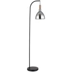 Lampadaire lampe sur pied verre fum aspect bois lampe de salon lampadaire d'appoint, mtal noir, mdf, ...