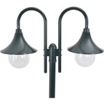 Lampadaire?lampe sur pied de jardin e27 220cm aluminium 2 lanternes vert fonc� cfw584606