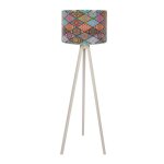 Lampadaire, large abat - jour multi, avec mdf, crme, collection tanganyika, 38x38x145, prise e 27 max ...