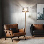 Lampadaire led aspect bois lampadaire cristaux lampe de salon lampe d'appoint, m�tal, 9w 810lm blanc ...