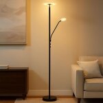 Lampadaire led � intensit� variable lampadaire noir avec lampe de lecture flexible, m�tal acrylique, ...