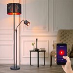 Lampadaire led avec lampe de lecture plafonnier dimmable, changement de couleur rvb intelligent, mtal ...