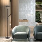 Millumine - lampadaire led avec liseuse noir mat plano