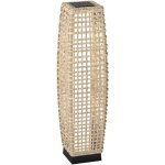 Lampadaire led solaire de jardin style colonial dim. 21l x 21l x 78h cm r�sine tress�e filaire beige