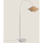 Lampadaire m�tal et bambou ail�n blanc