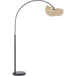 Lampadaire en mtal noir et pulpe de papier ton naturel 189 cm e27 max 60w pied courbe herron
