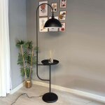 Lampadaire moderne en m�tal noir avec plateau et t�te mobile, culot e27, lampadaire moderne pour salon ...