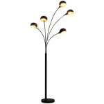 Lampadaire moderne r�glable hauteur 200 cm 5 lumi�res ambiance cosy en acier noir