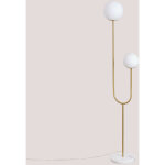 Lampadaire en fer, marbre et deux boules de verre niama sklum dor�