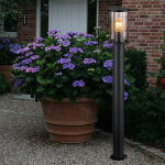 Led lampadaire lampe de terrasse lampe de jardin sur pied, acier inoxydable noir verre fum, 7w 806lm ...