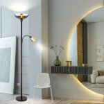 Lampadaire, plafonnier, lampadaire, lampe de lecture, lampe de chambre, lampe de salon, m�tal noir, verre ...