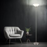 Lampadaire plafonnier nickel mat abat - jour en verre lampadaire opale lampe de salon, mtal, douille ...