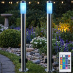Lampadaire avec prises de courant lampe de jardin changeant de couleur acier inoxydable, t�l�commande ...
