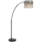 Lampadaire r�glable en hauteur lampe � arc barres en verre fum� lampadaire � arc noir, interrupteur � ...