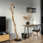 Lampadaire salle à manger lampadaire bois noir lampe en bois corde de chanvre aspect bois style campagnard, ... Lampadaire salle à manger lampadaire bois noir lampe en bois corde de chanvre aspect bois style campagnard, ...