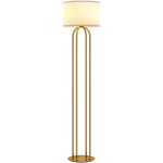 Lampadaire de salon, avec abat - jour et interrupteur en lin, �38 x 161 cm, or et beige