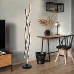 Lampadaire lampadaire de salon aspect bois led mtal noir mat h 135cm