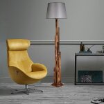 Lampadaire salon en bois sculpt� abat - jour gris anzio