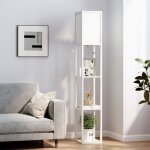 Lampadaire salon avec �tag�res int�gr�es - structure bois - fonctionnel salon / chambre - sans ampoule ...