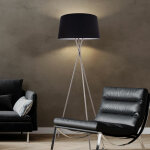 Lampadaire lampadaire salon lampe lampadaire chambre, 3 pieds, abat - jour m�tal tissu nickel noir mat, ...