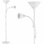 Lampadaire simple avec liseuse 'alissa' noir / blanc hauteur 175 cm lampe orientable sur pied �clairage ...