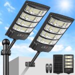 Lampadaire solaire exterieur, 6500k projecteur led solaire avec d�tecteur de mouvement, t�l�commande, ...