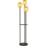 Lampadaire solaire ext�rieur - outsunny - 3 lumi�res avec capteur et �tag�re - style boh�me - r�sine ...